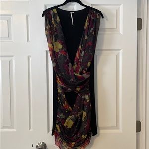 Black dress with floral crossover panel